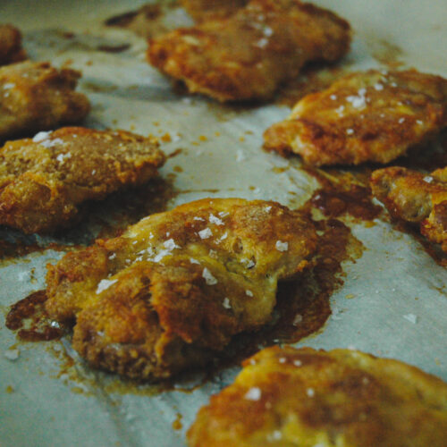 pork rind chicken just out of the oven