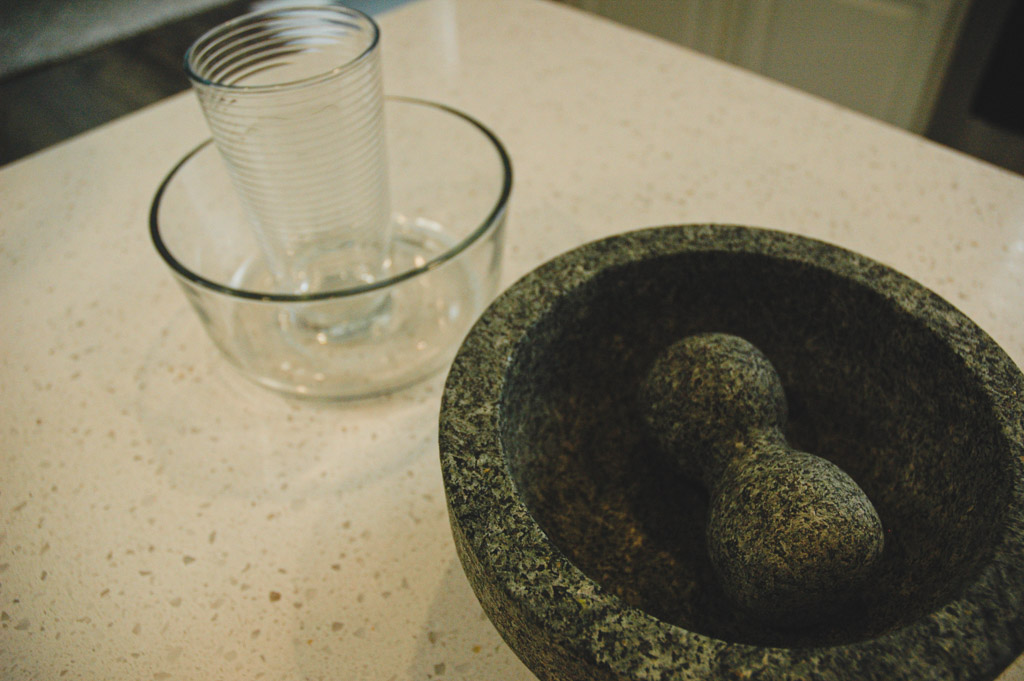 Traditional molcajete used to make 3-ingredient guacamole